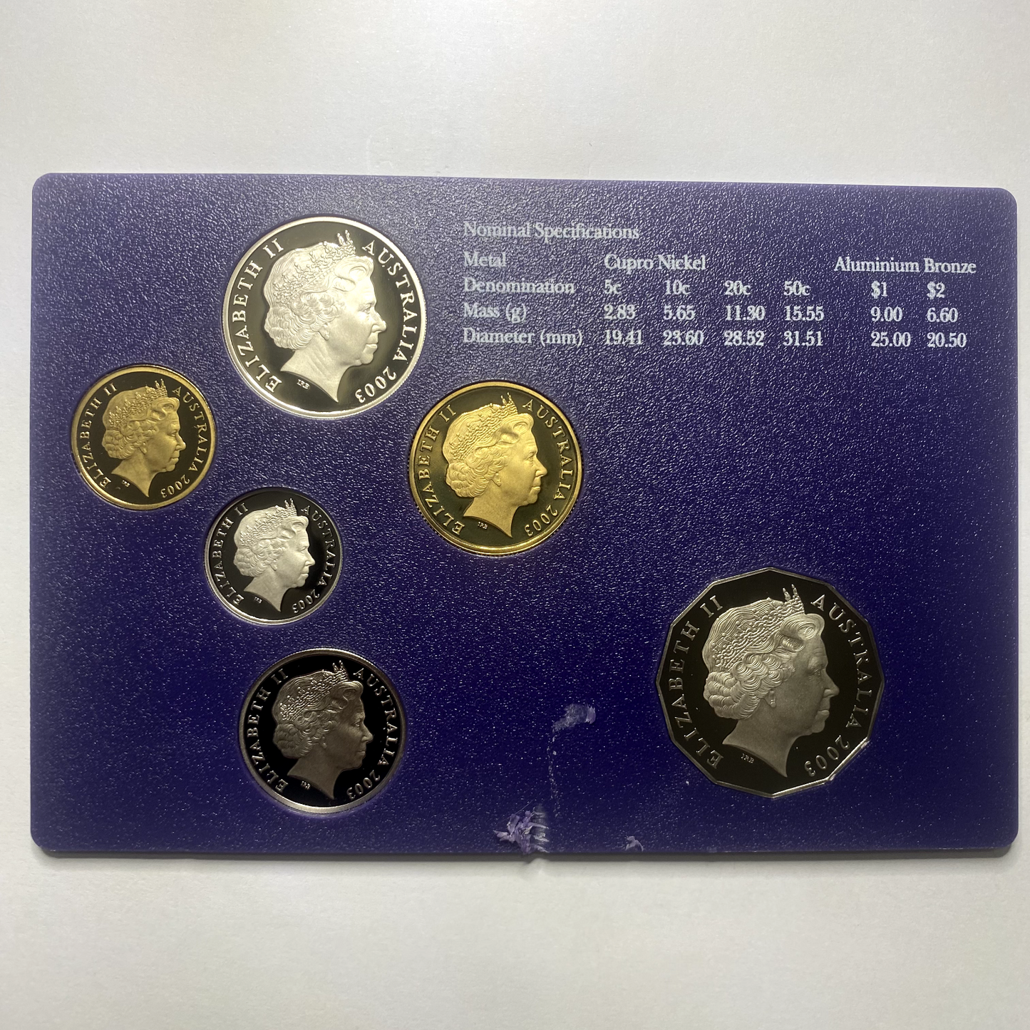 2003 Volunteers Fifty 50 Cent Coin - Ex Proof Set - Elizabeth II in 2x2