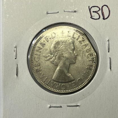 1961 Florin Coin - Clipped Planchet Rim Bite Error - Silver Straight Clip