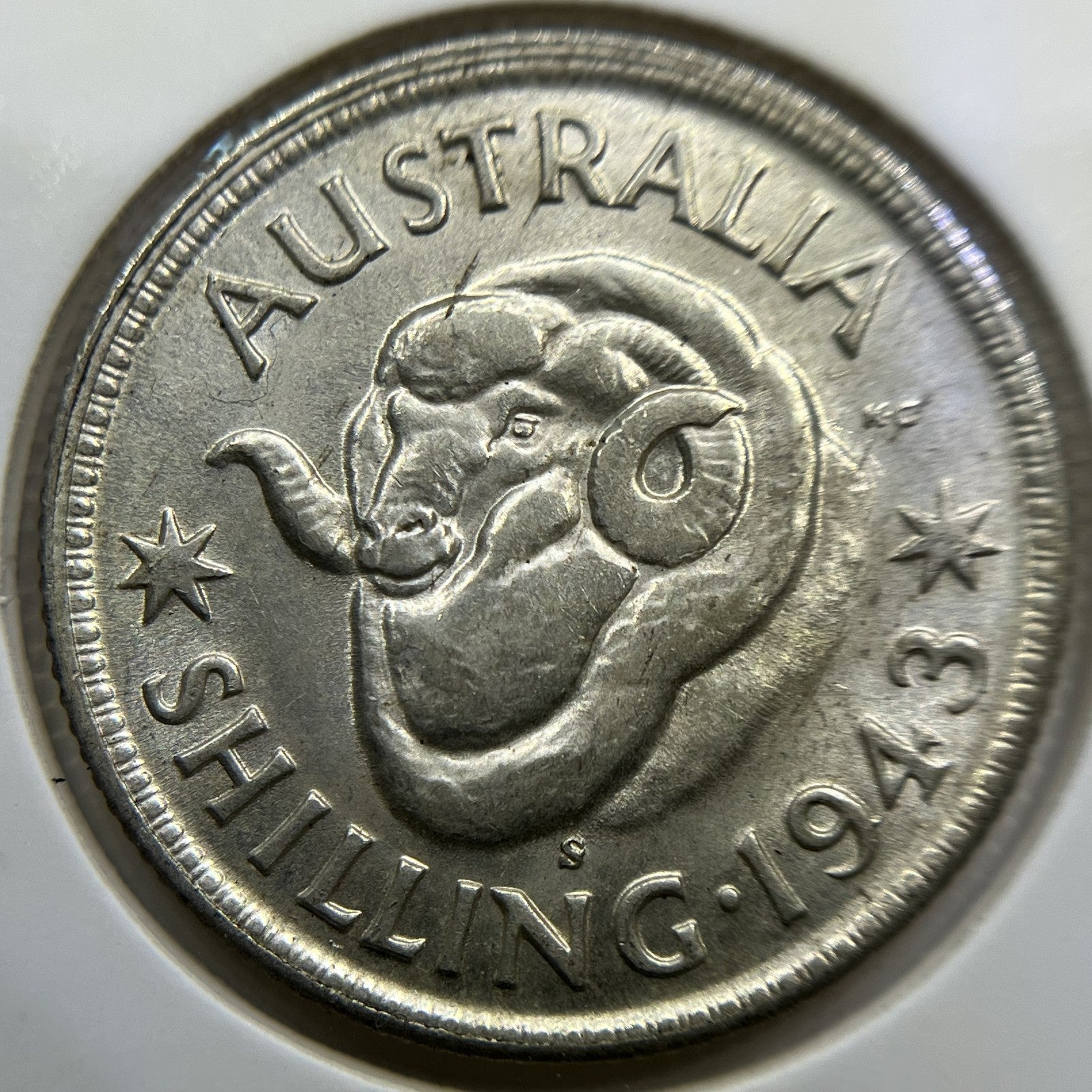 1943 s Shilling Coin - about Uncirculated - George V Silver Predecimal