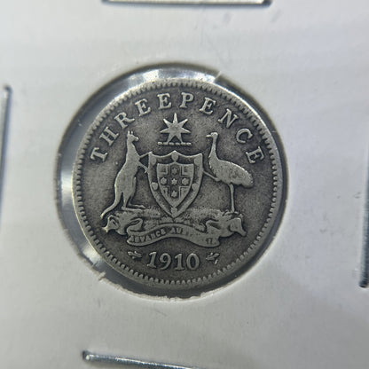 1910 Threepence Coin - almost Very Fine - Edward VII Silver Predecimal