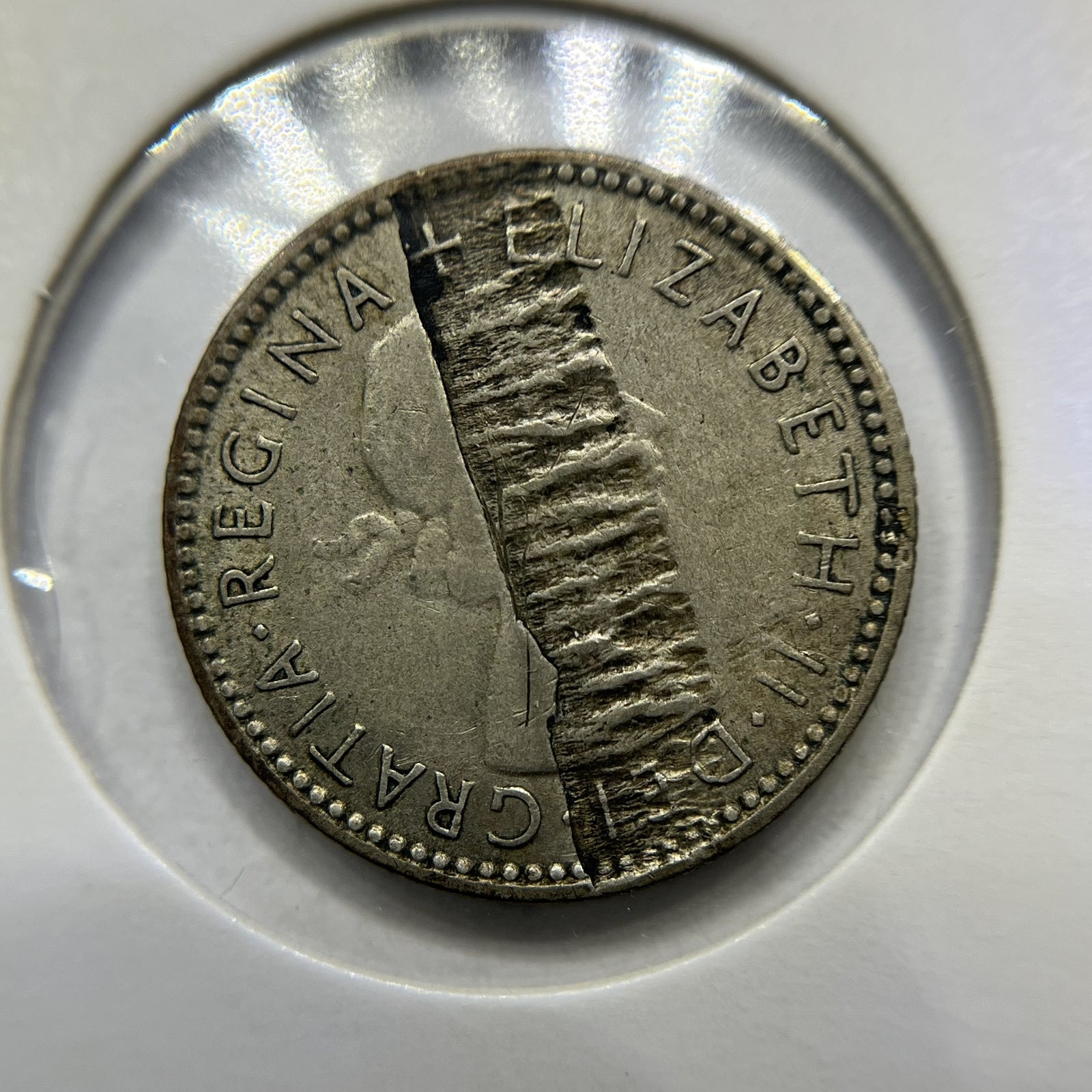 1954 Sixpence Error Coin - Significant Planchet Flaw Error - Most Interesting