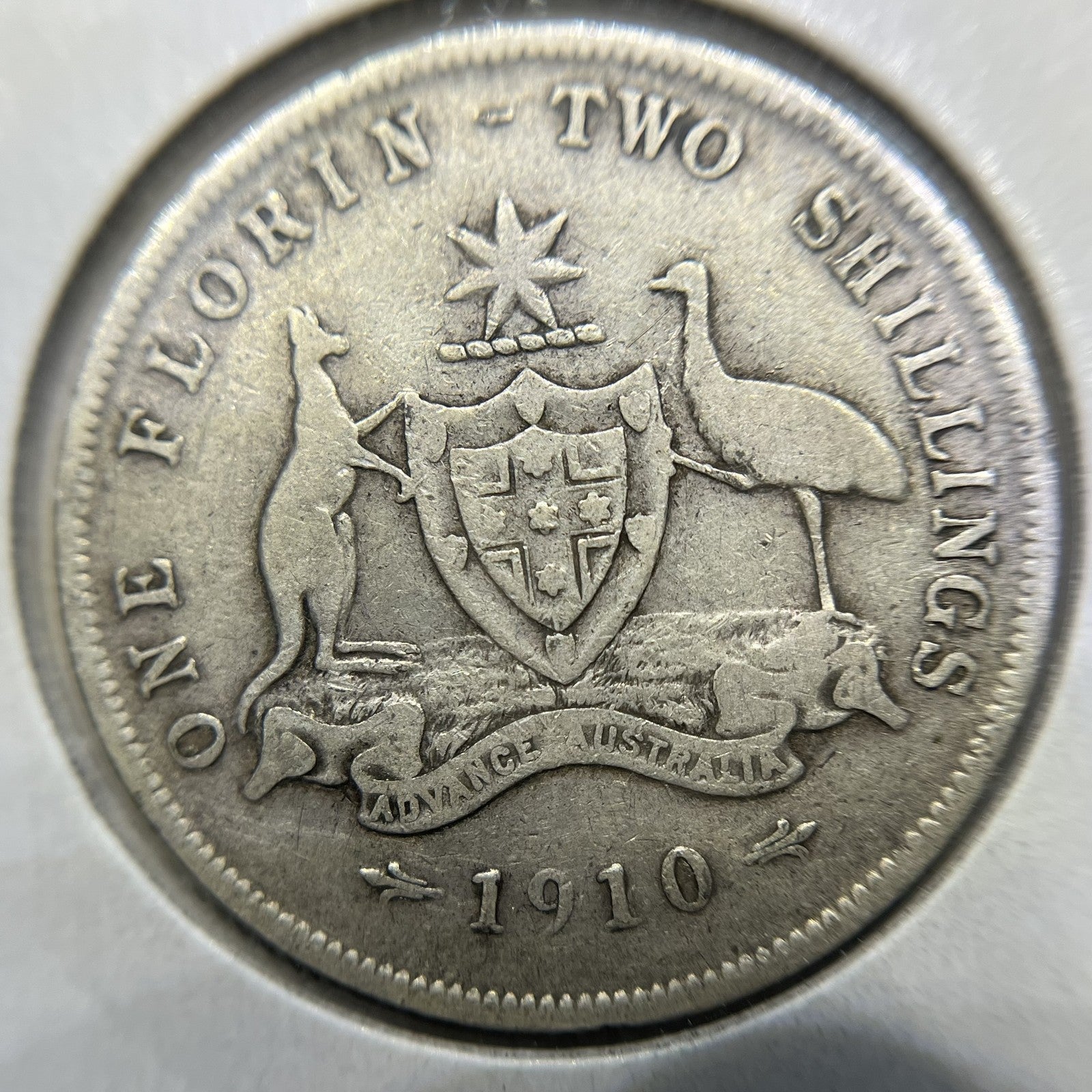 1910 Florin Coin - Fine - King Edward VII Predecimal Silver