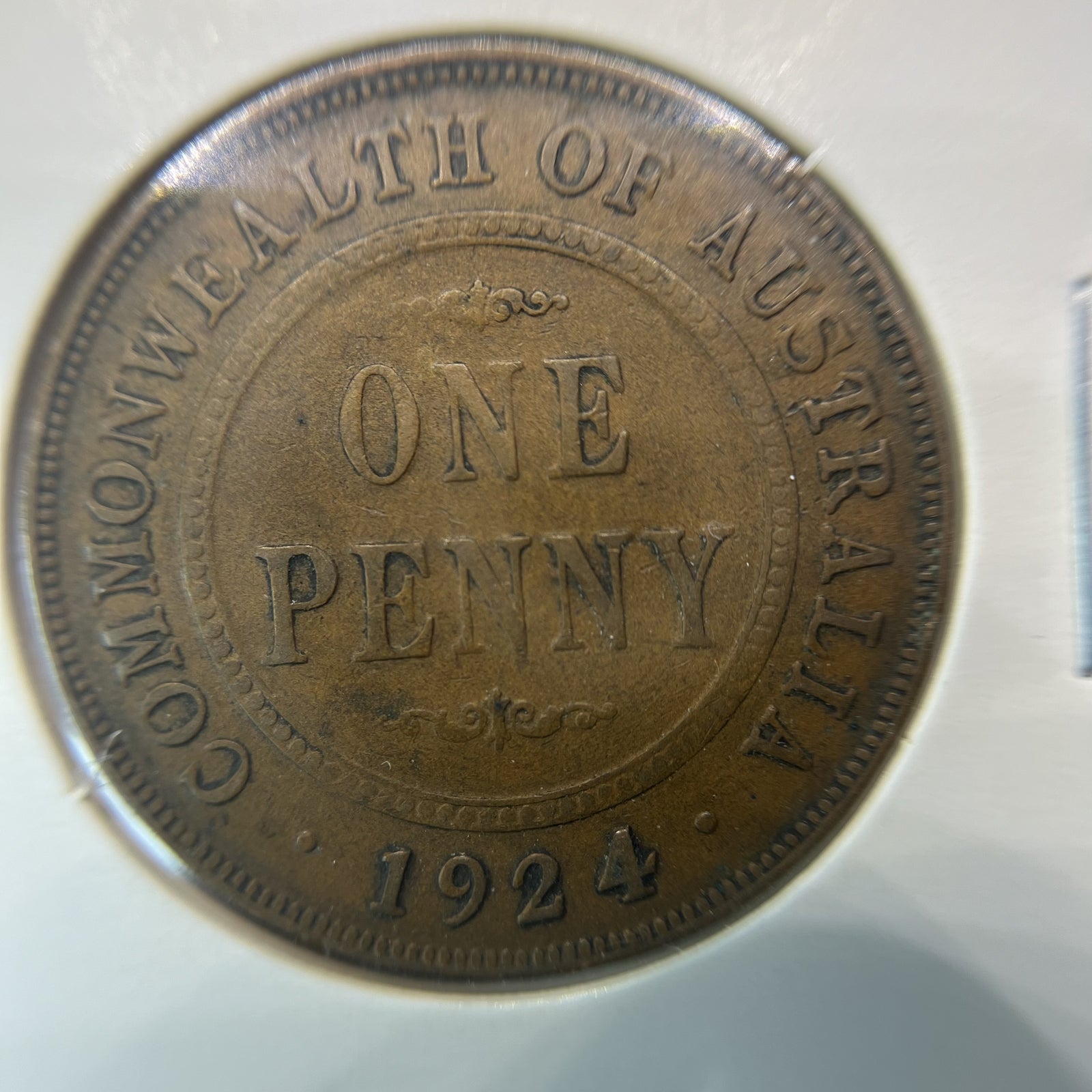 1924 One Penny Coin Rotation Error - good Very Fine - George V Predecimal