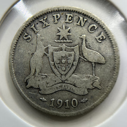 1910 Sixpence Coin - Fine - Edward VII First Year of Issue Silver Predecimal