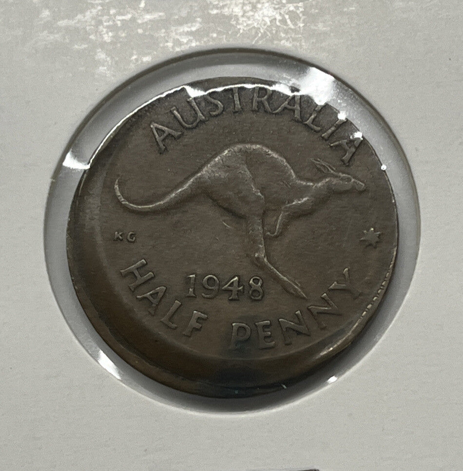 1948 Half-Penny Error Coin - Large Broadstrike With Nice Lip - Mis-strike