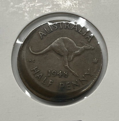 1948 Half-Penny Error Coin - Large Broadstrike With Nice Lip - Mis-strike