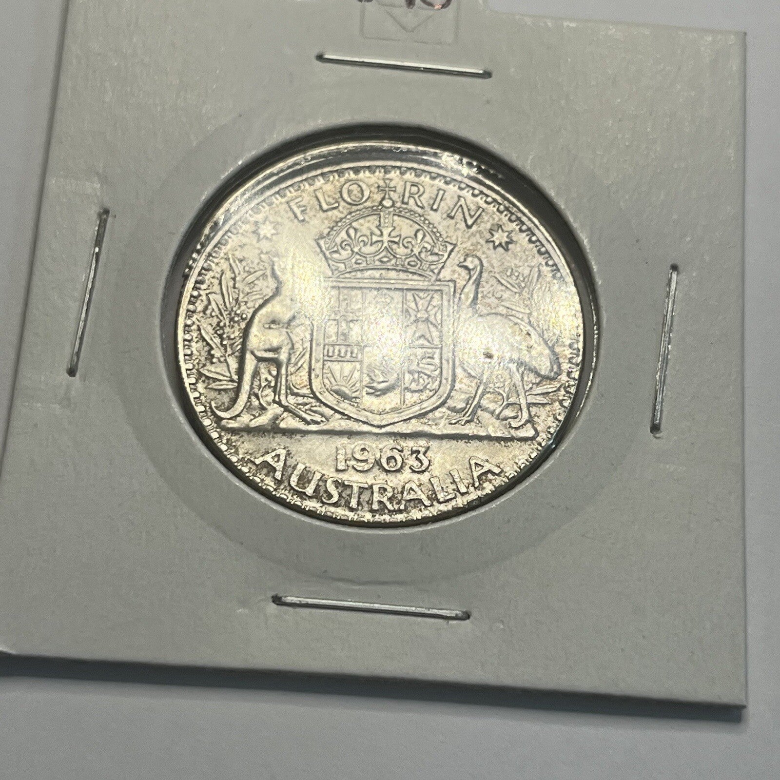 1963 Florin Coin - UNC Off Centre Misstrike Error LIP - Scarce Predecimal Collar