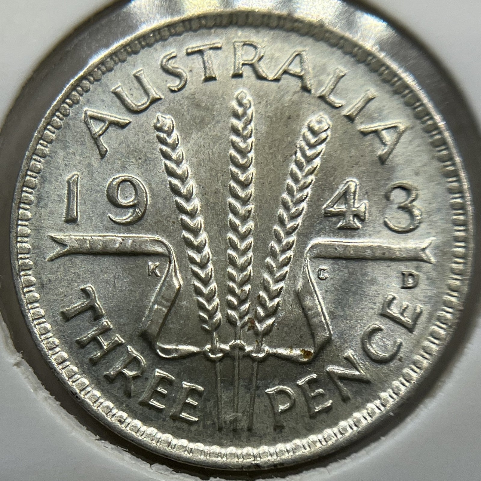 1943 d Threepence Coin - Choice Uncirculated - Silver George VI Predecimal