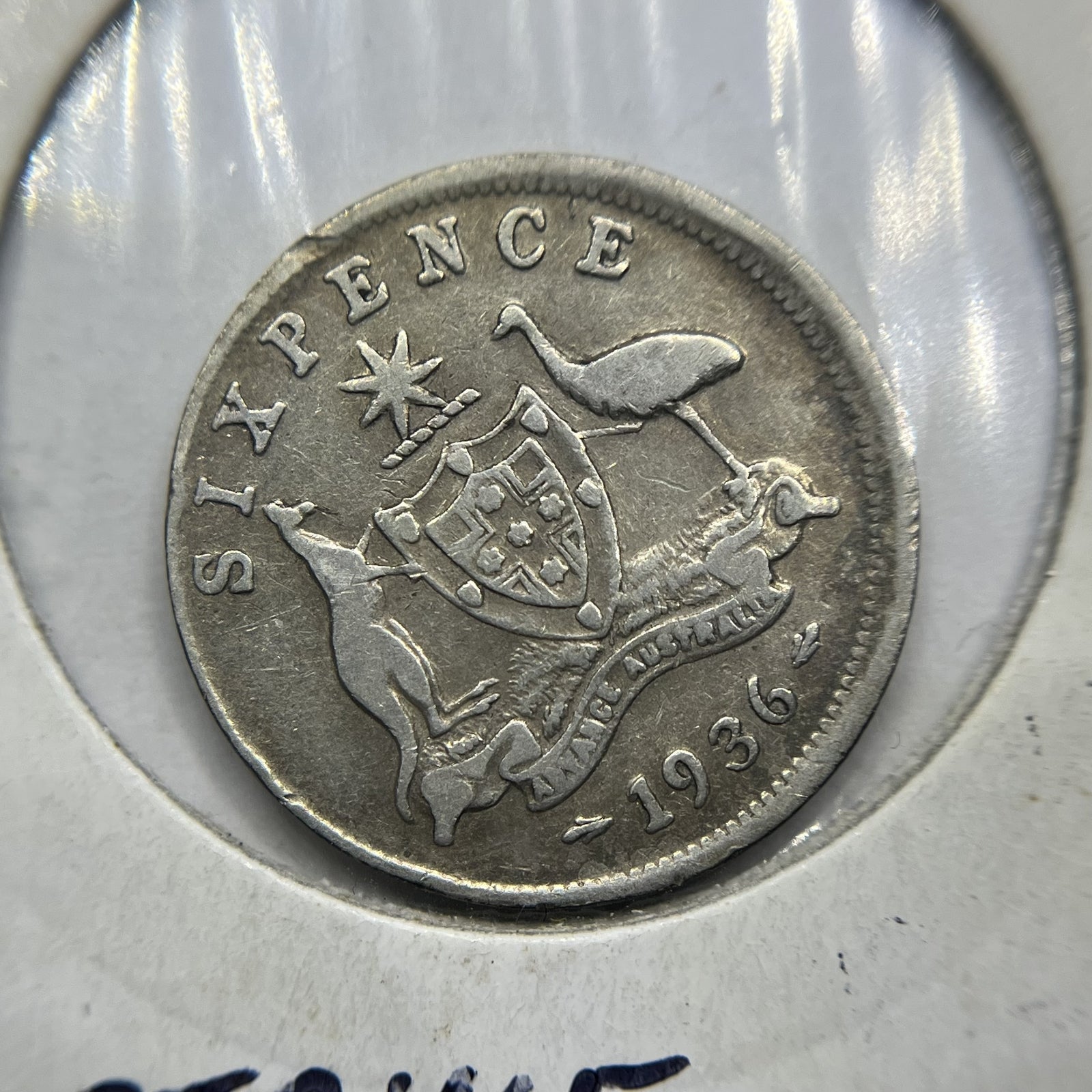 1936 Sixpence Error Coin - Struck out of Collar Lip - Silver George V