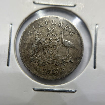 1910 Sixpence Coin - good Very Fine - Edward VII Silver Predecimal