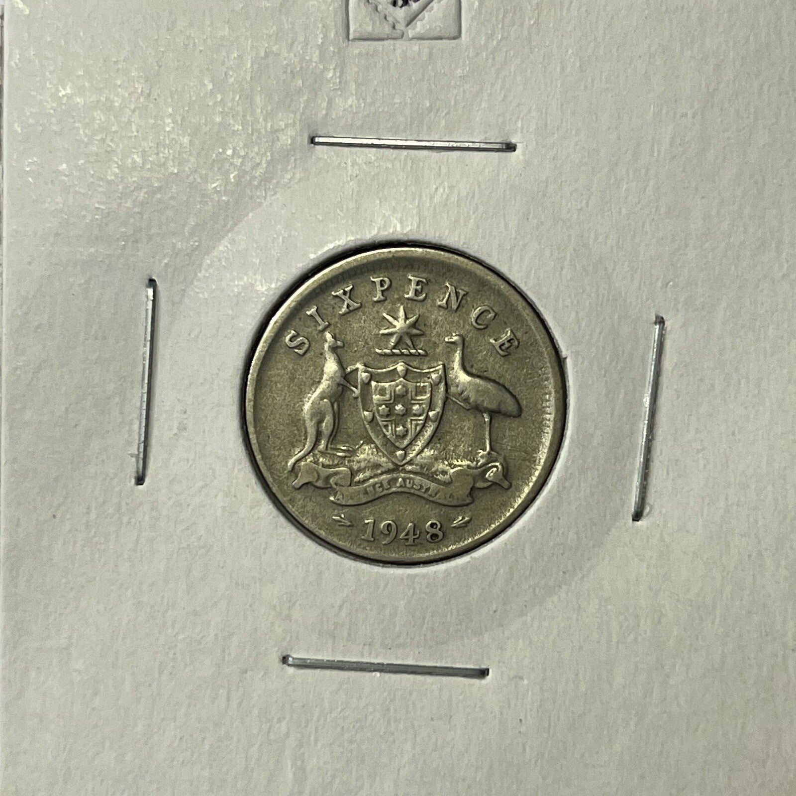 1948 Sixpence Coin - BroadStrike Misstrike Error - Silver Scarce Collar