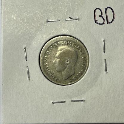 1948 Sixpence Coin - BroadStrike Misstrike Error - Silver Scarce Collar