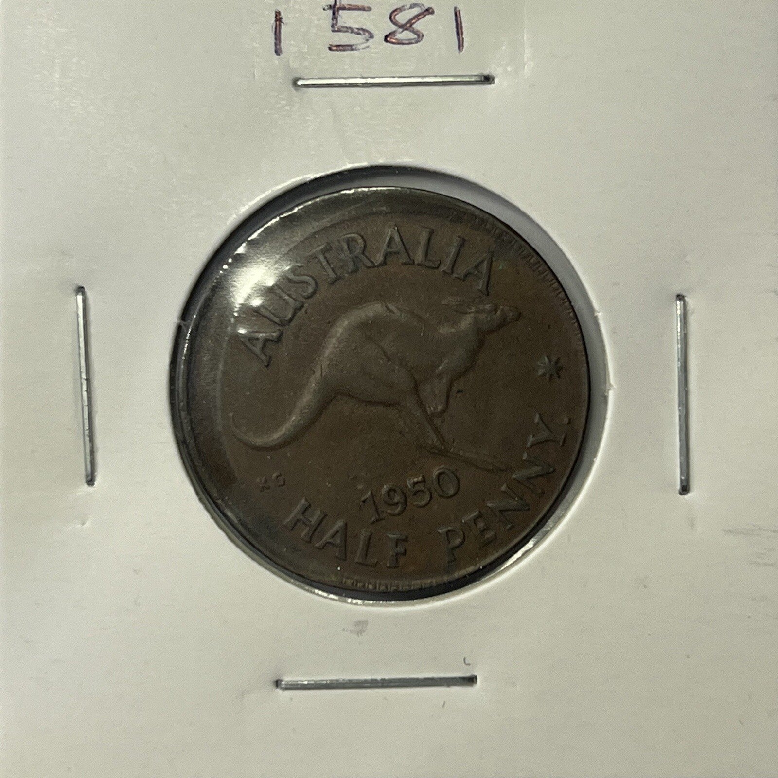1950 Half Penny Coin - BroadStrike Misstrike Error +Lip Scarce Predecimal Collar