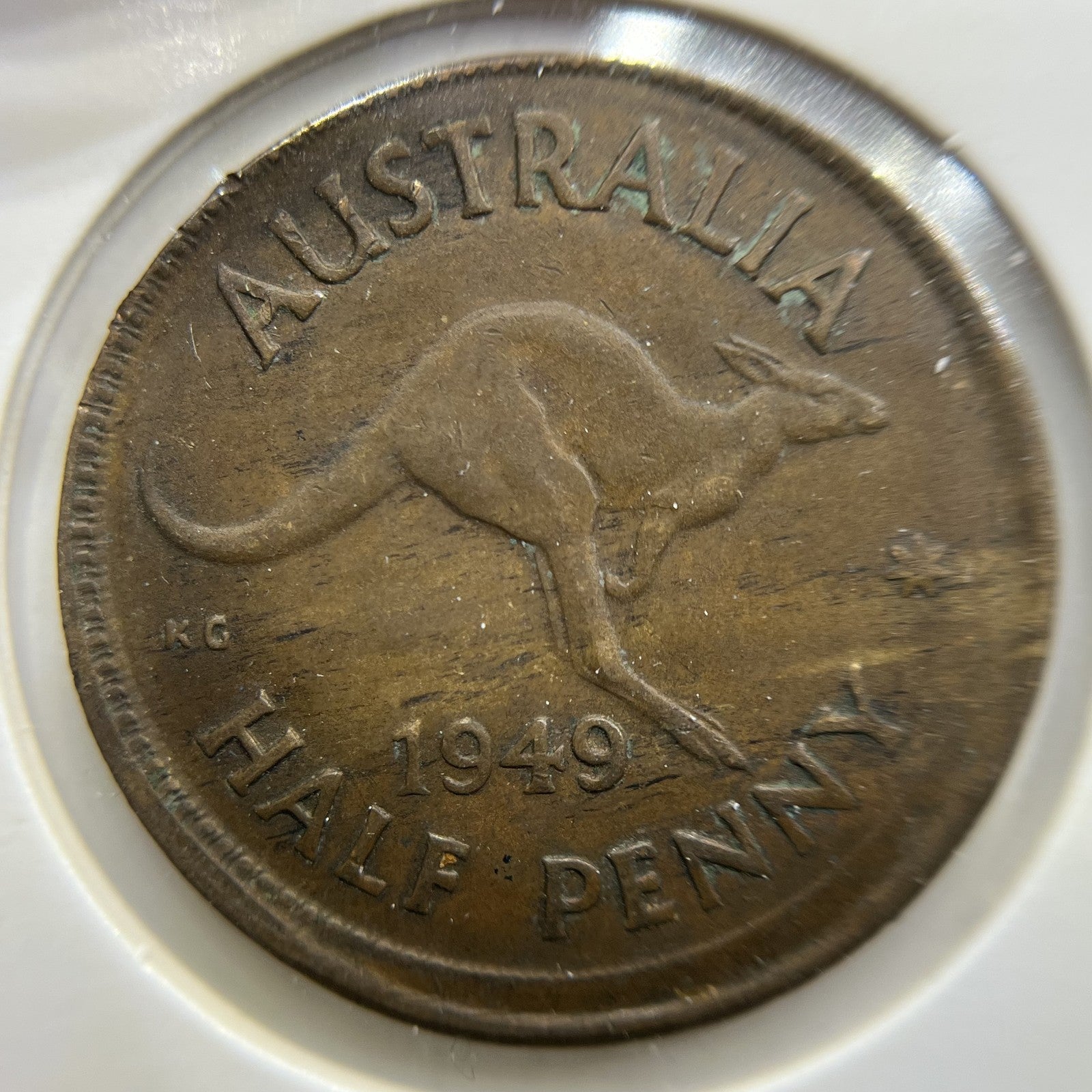1949 Half Penny Error Coin - Broadstrike VF - George VI Australia