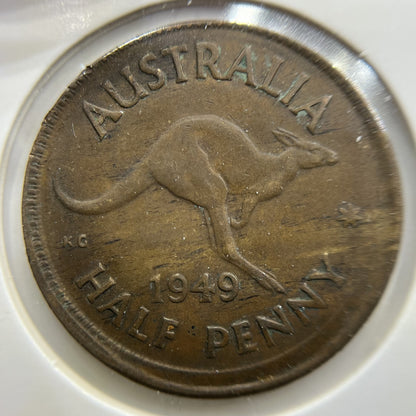 1949 Half Penny Error Coin - Broadstrike VF - George VI Australia