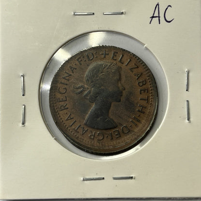 1963 Half Penny Coin - Off Centre Misstrike Error Lip - Scarce Predecimal Collar