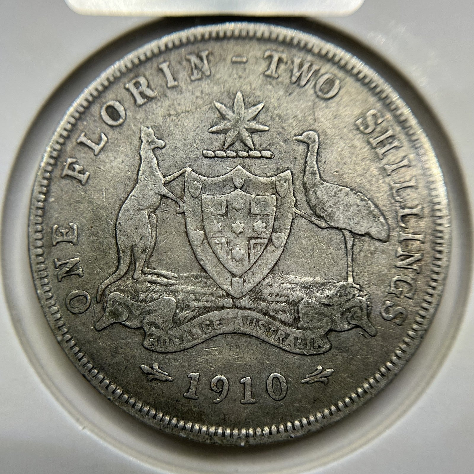 1910 Florin Coin - Very Fine - Edward VII Silver Predecimal First Year of Issue