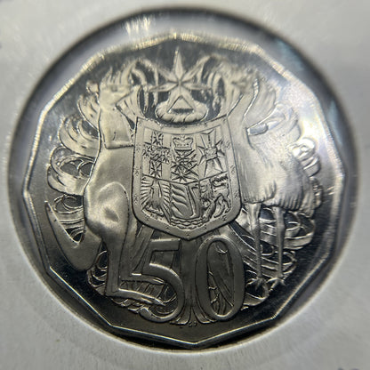 1971 Fifty 50 Cent Coin - Ex Proof Set Aged - Elizabeth II in 2x2