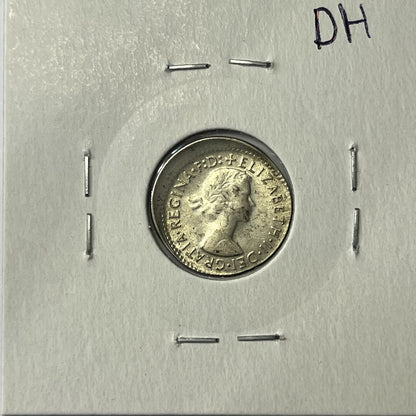 1964 Threepence Coin - BroadStrike Misstrike Large Error - Silver Scarce Collar