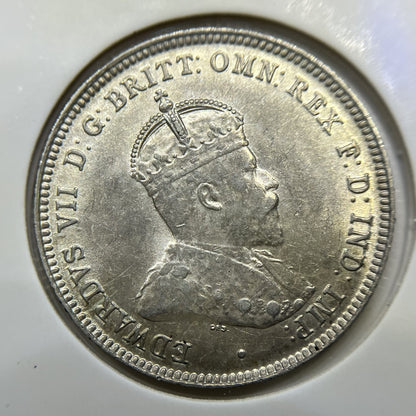 1910 Shilling Coin - Uncirculated slight tone  - Edward VII Silver Predecimal