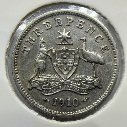 1910 Threepence Coin - Very Fine - Silver Predecimal Edward VII