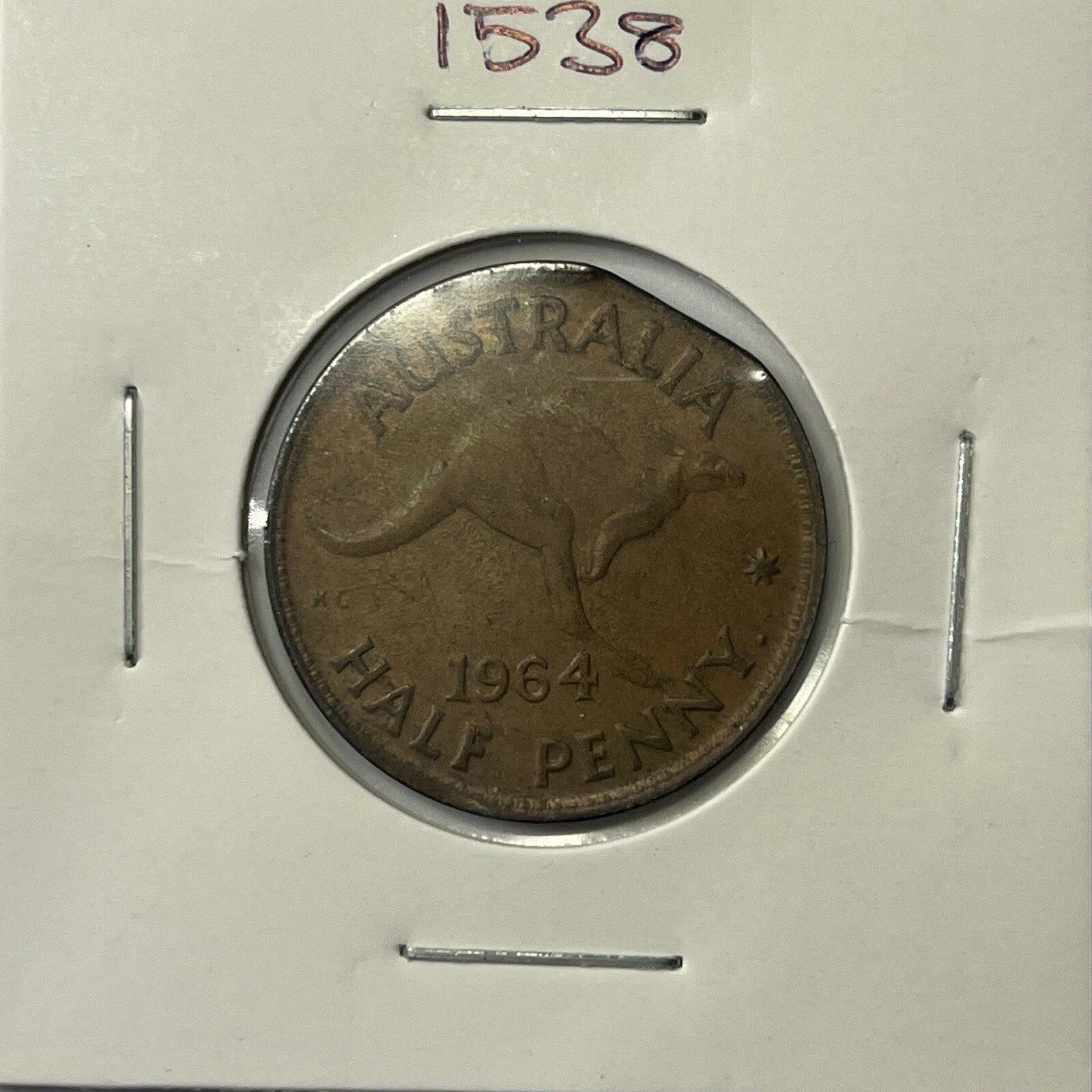 1964 Half Penny Coin - Clipped Planchet Rim Bite Error- Predecimal Straight Clip