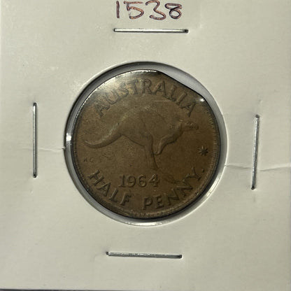 1964 Half Penny Coin - Clipped Planchet Rim Bite Error- Predecimal Straight Clip