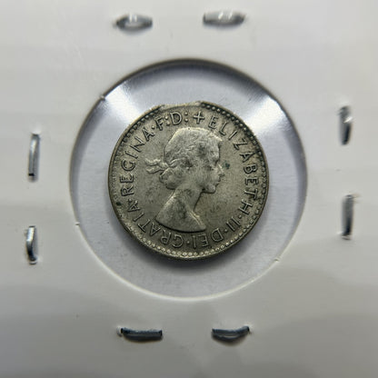 1960 Threepence Error Coin - Clipped Planchet Rim Bite - Silver Elizabeth II