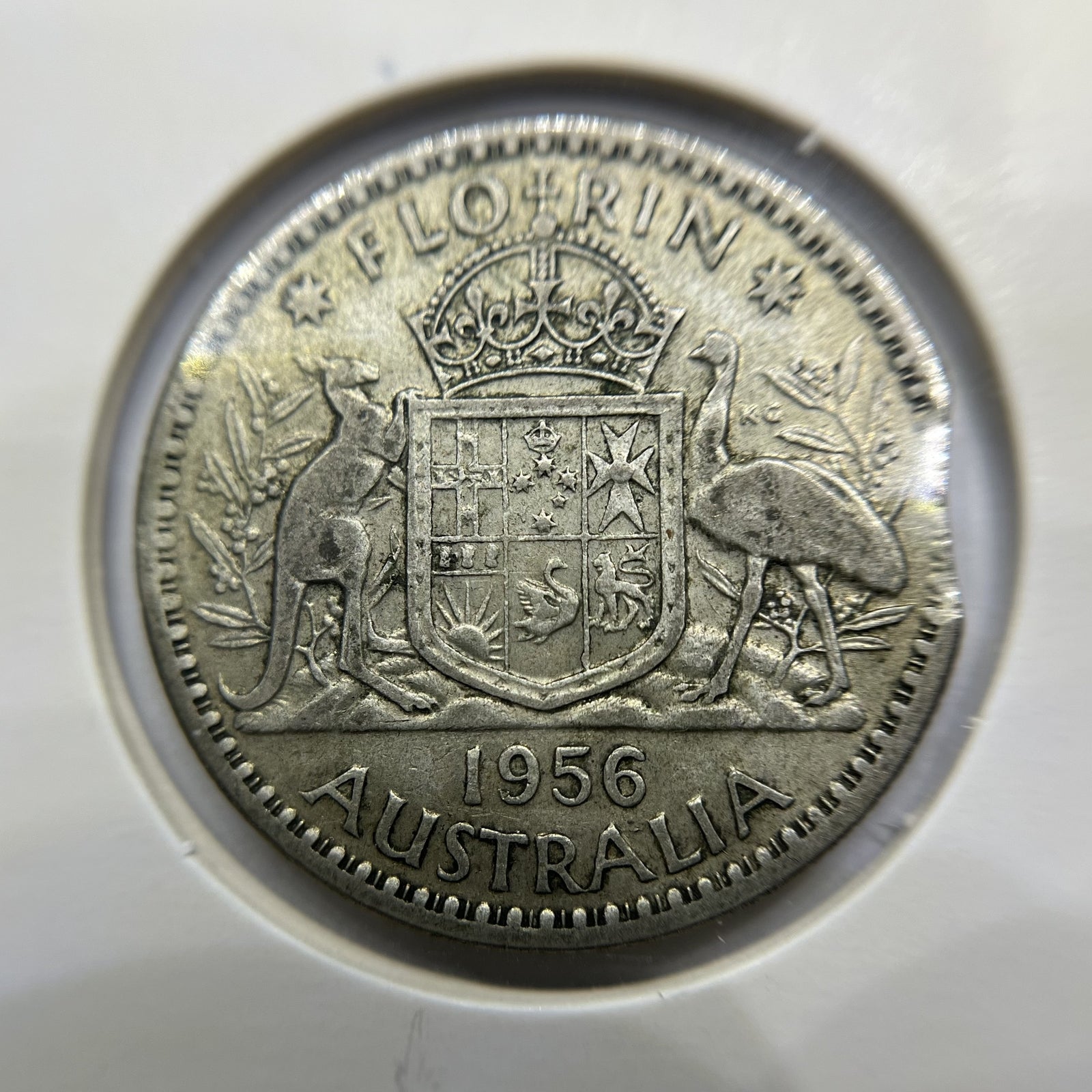 1956 Florin Error Coin - Clipped Planchet Rim Bite - Silver Elizabeth II