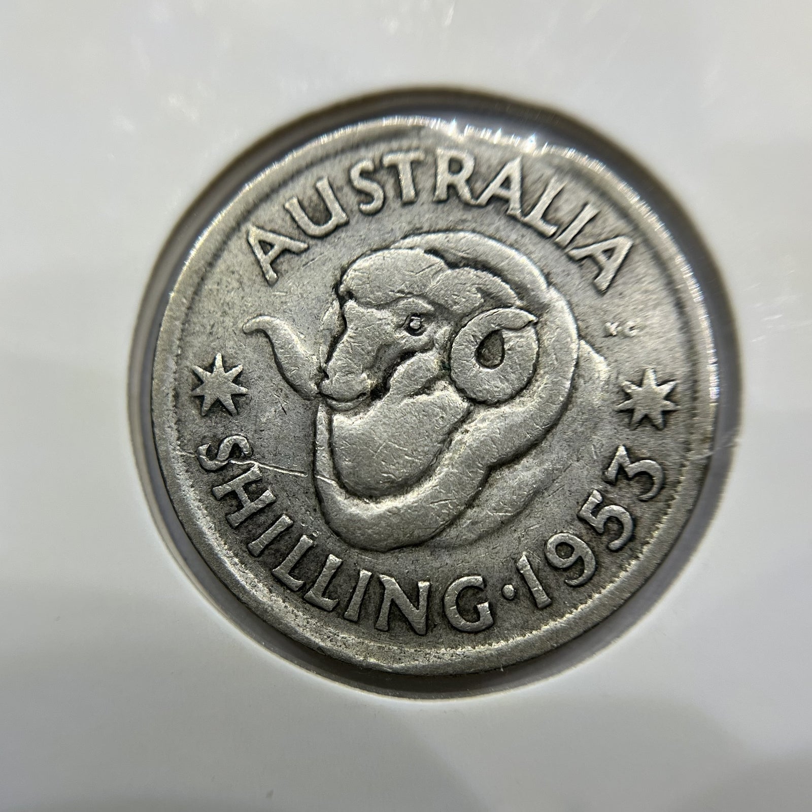 1953 Shilling Error Coin - Ragged Clip Rim Bite - Silver Elizabeth II