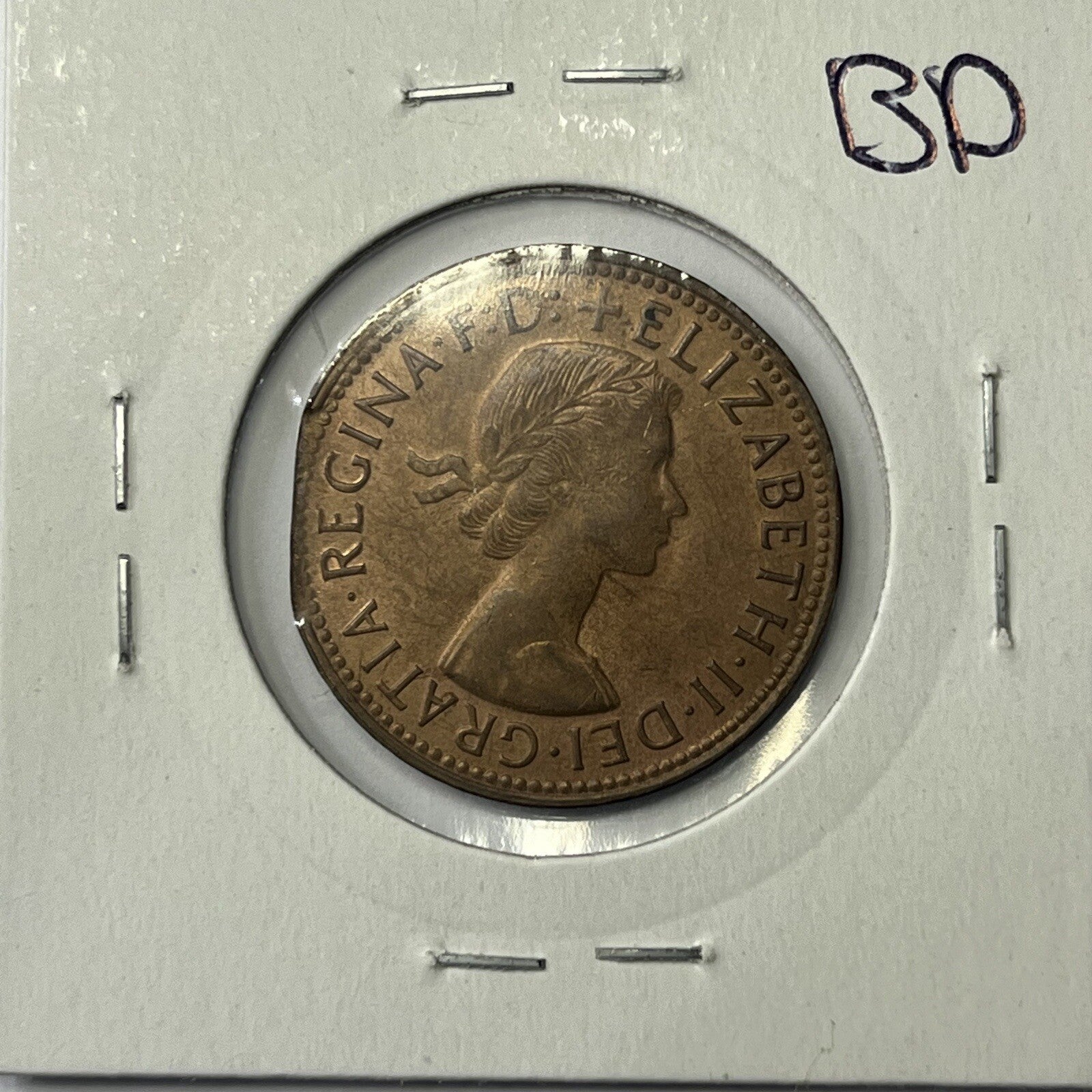 1963 Half Penny Coin - Clipped Planchet Rim Bite Error- Predecimal Straight Clip