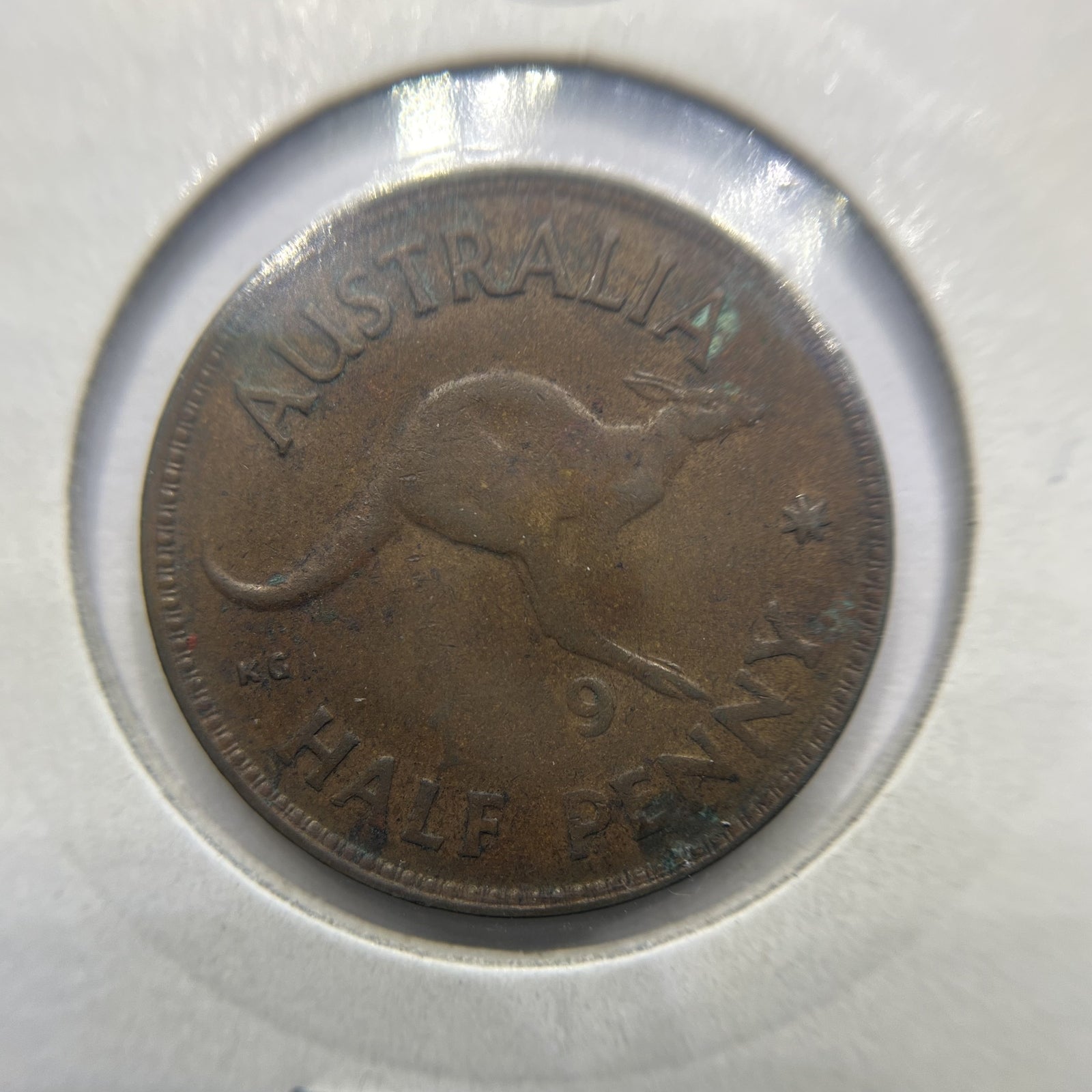 1949 Half Penny Error Coin - Die Fill ???9 on Date - Predecimal George VI