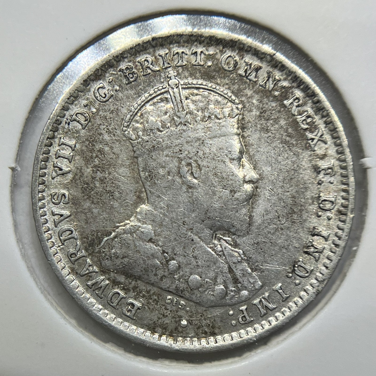 1910 Threepence Coin - almost Extremely Fine - Edward VII Silver First Year