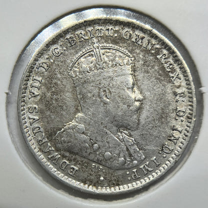 1910 Threepence Coin - almost Extremely Fine - Edward VII Silver First Year