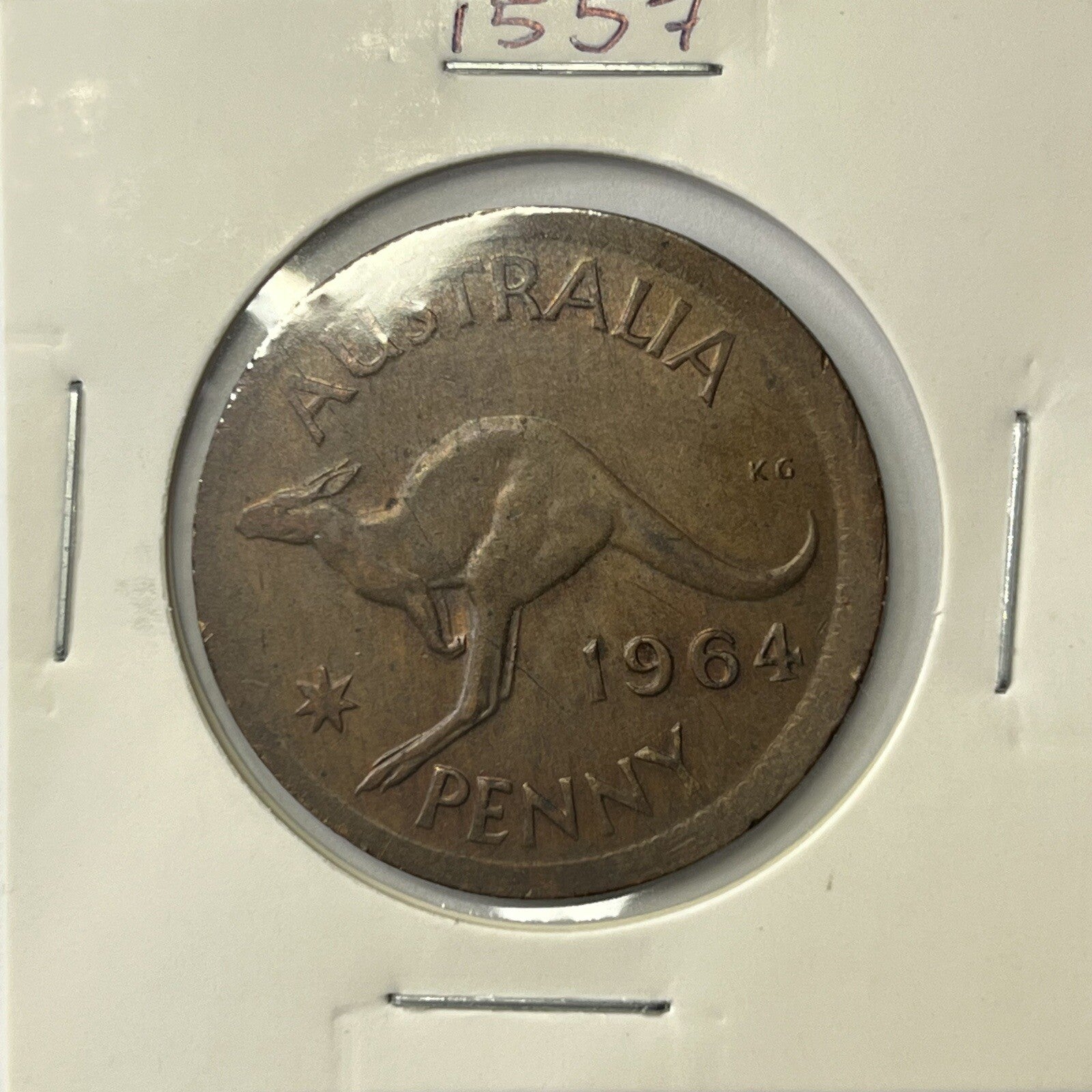 1964 Penny Coin - BroadStrike Misstrike Large Error - Scarce Predecimal Collar