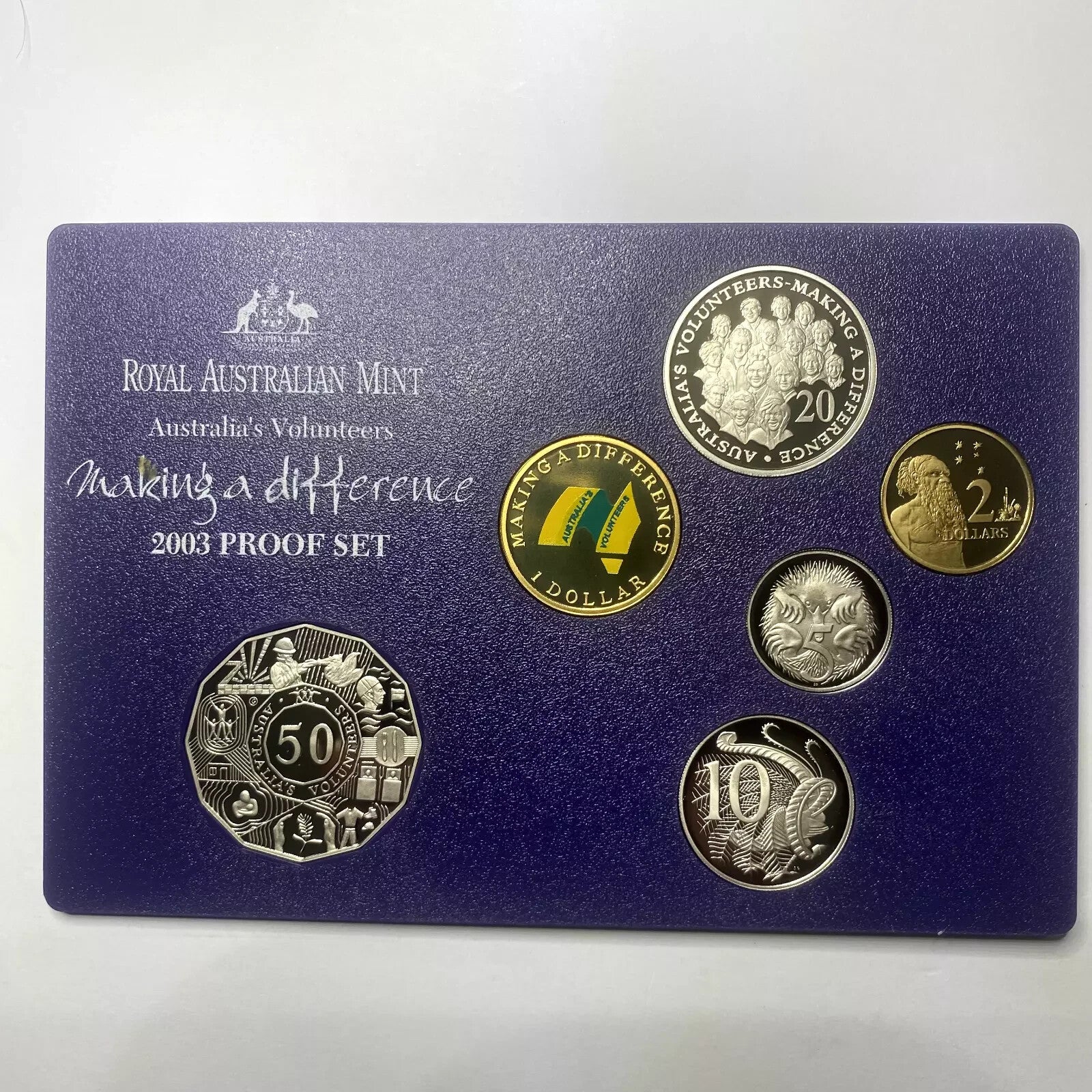 2003 One 1 Dollar Coin - Ex Proof Set - Coloured Making A Difference Australia