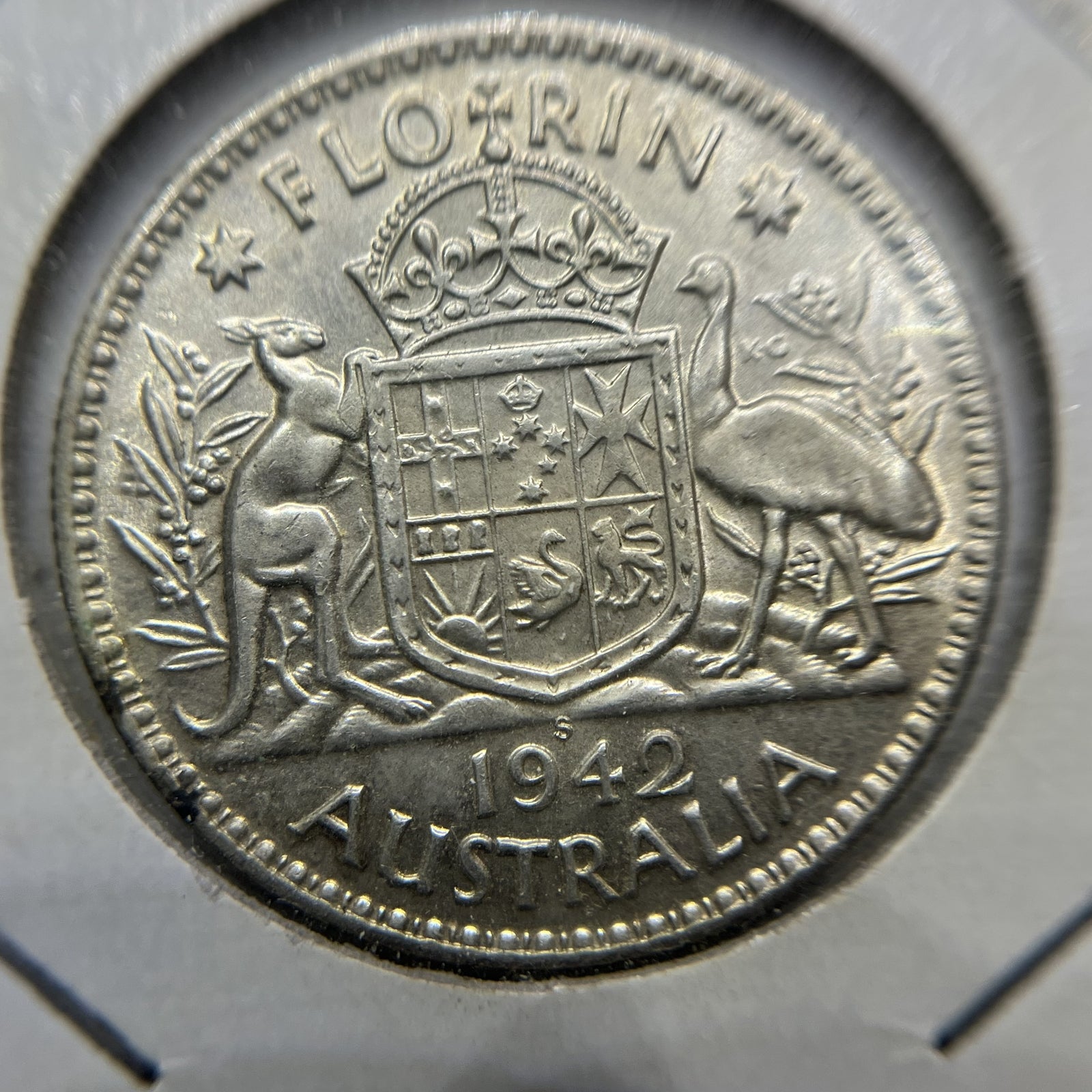1942 s Florin Coin - almost Uncirculated - George VI Silver Predecimal