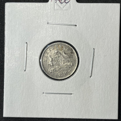 1910 Threepence Coin - g Very Fine Scratch - Edward VII Silver Predecimal