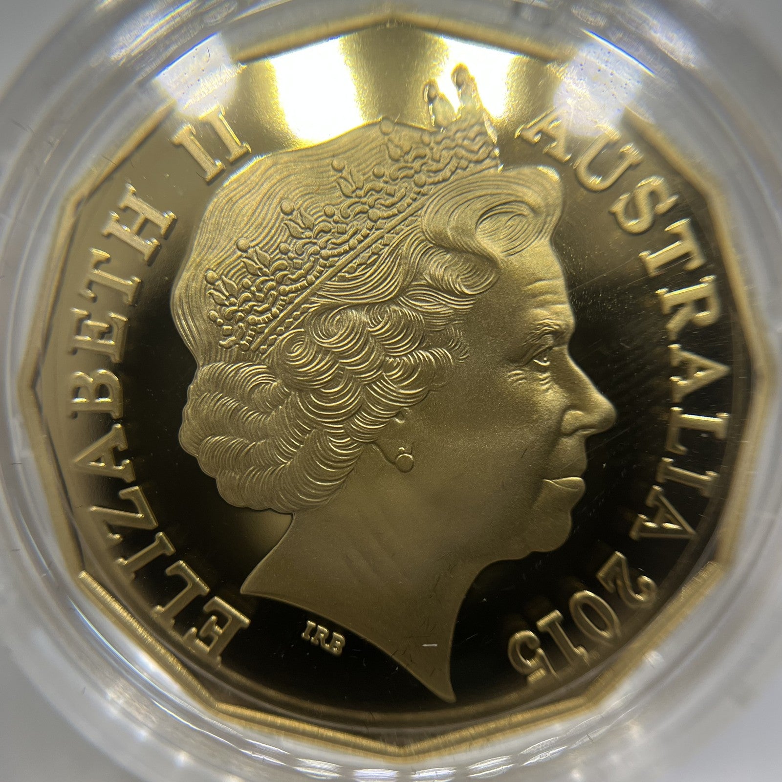 2015 Fifty 50 Cent Coin - Honeycomb - Gold Plated Ex Proof Set