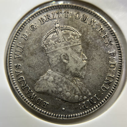 1910 Shilling Coin - almost Extremely Fine - Edward VII Silver First Year