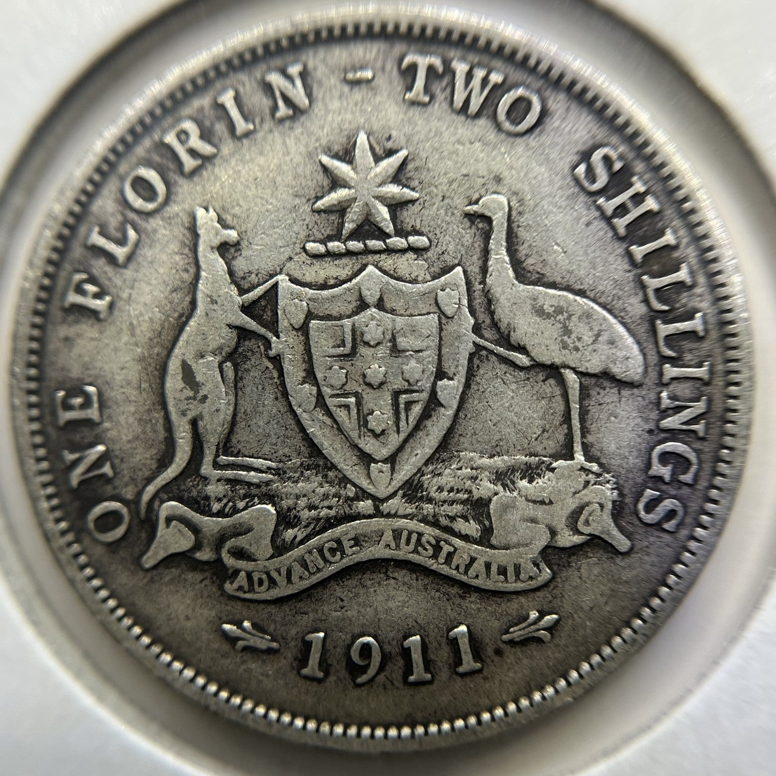 1911 Florin Coin - Very Good + - Scarce Date George V Silver Predecimal