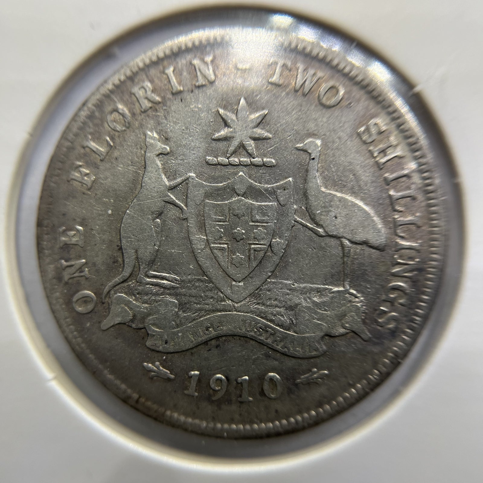 1910 Florin Coin - Very Fine - Edward VII Silver Predecimal First Year of Issue