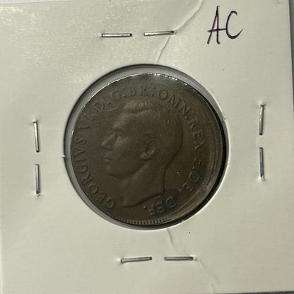 1950 Half Penny Coin - BroadStrike Misstrike Error +Lip Scarce Predecimal Collar