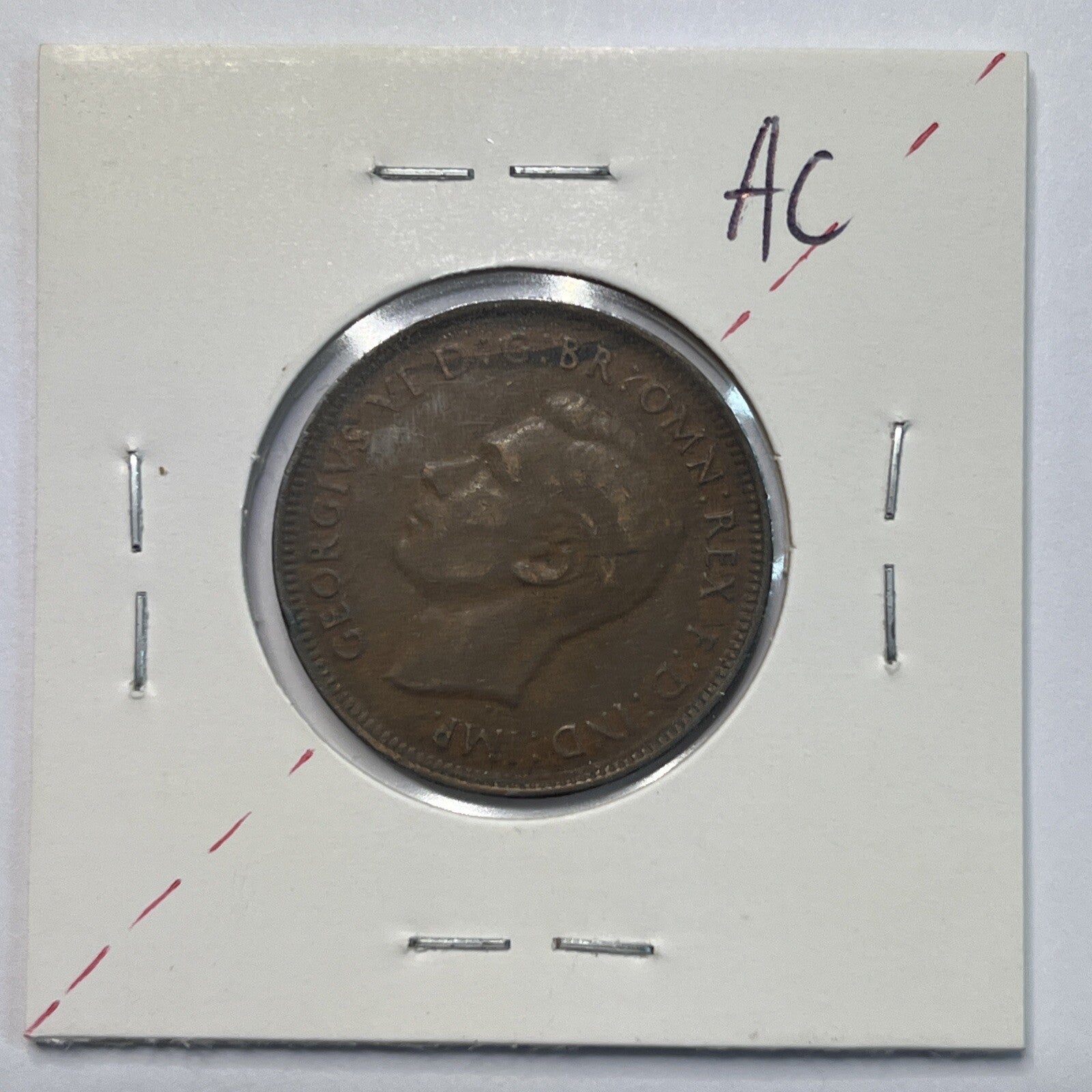 1948 Half Penny Coin - Rotation Upset Error Variety - Scarce Predecimal