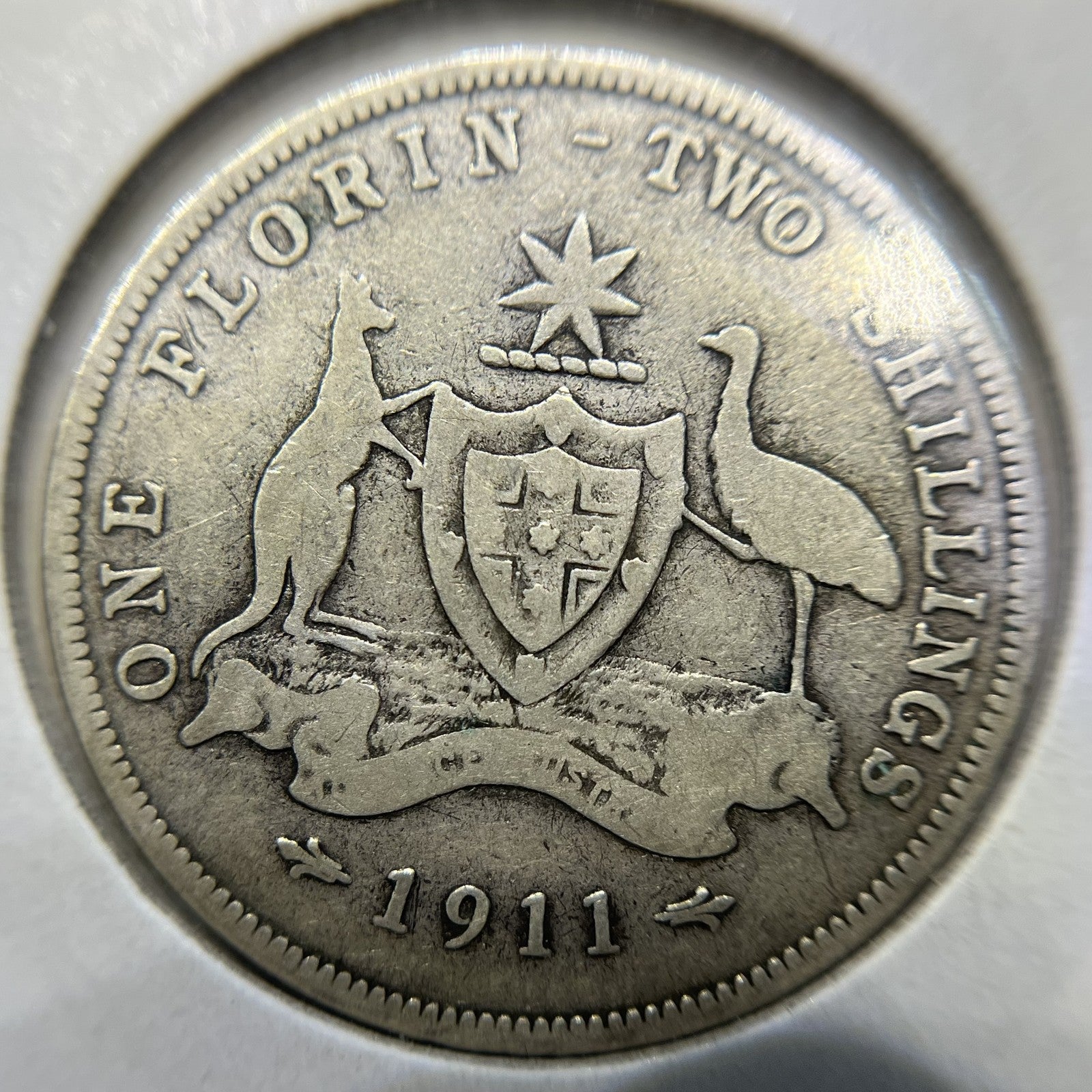 1911 Florin Coin - Very Good - King George V Predecimal Silver