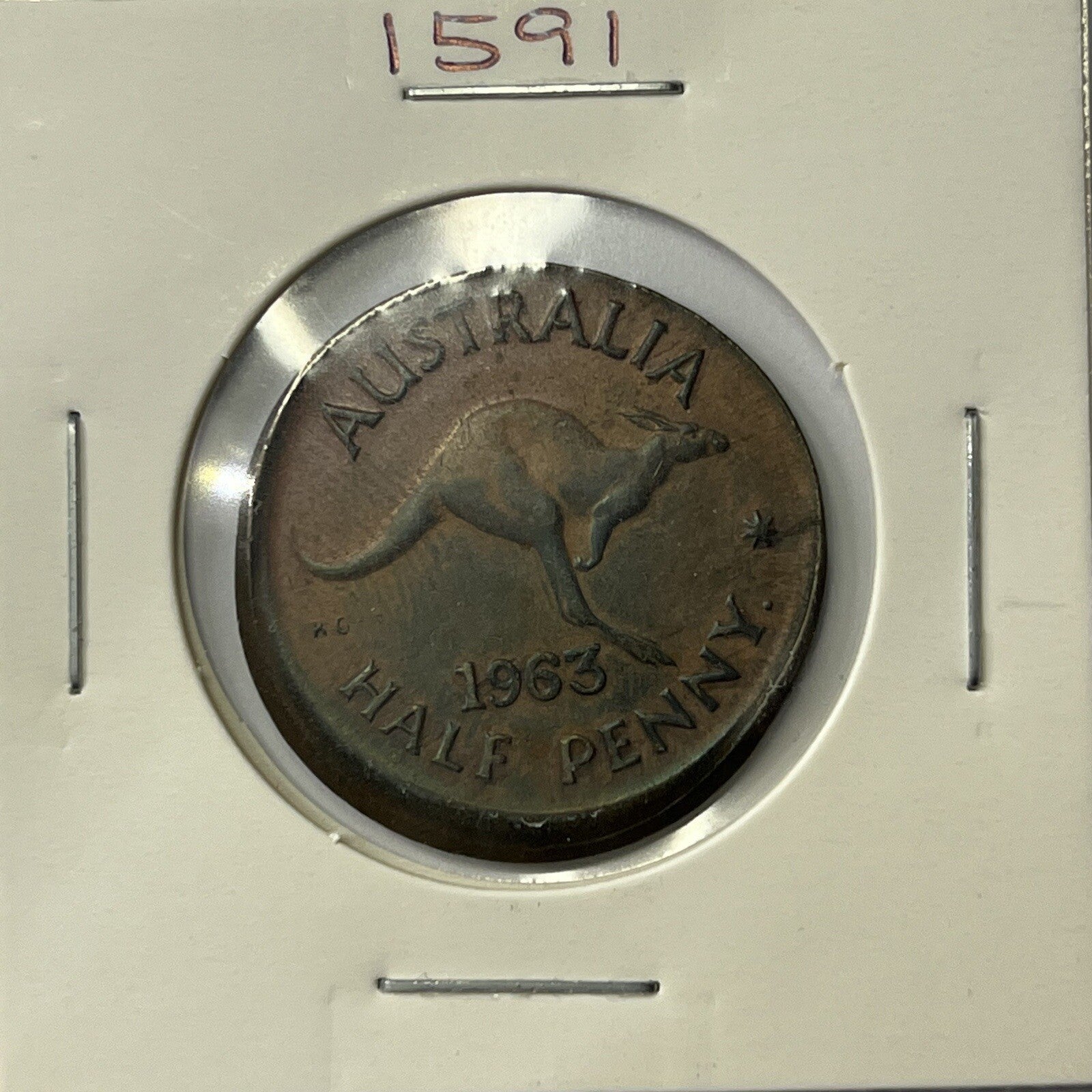 1963 Half Penny Coin - Off Centre Misstrike Error Lip - Scarce Predecimal Collar