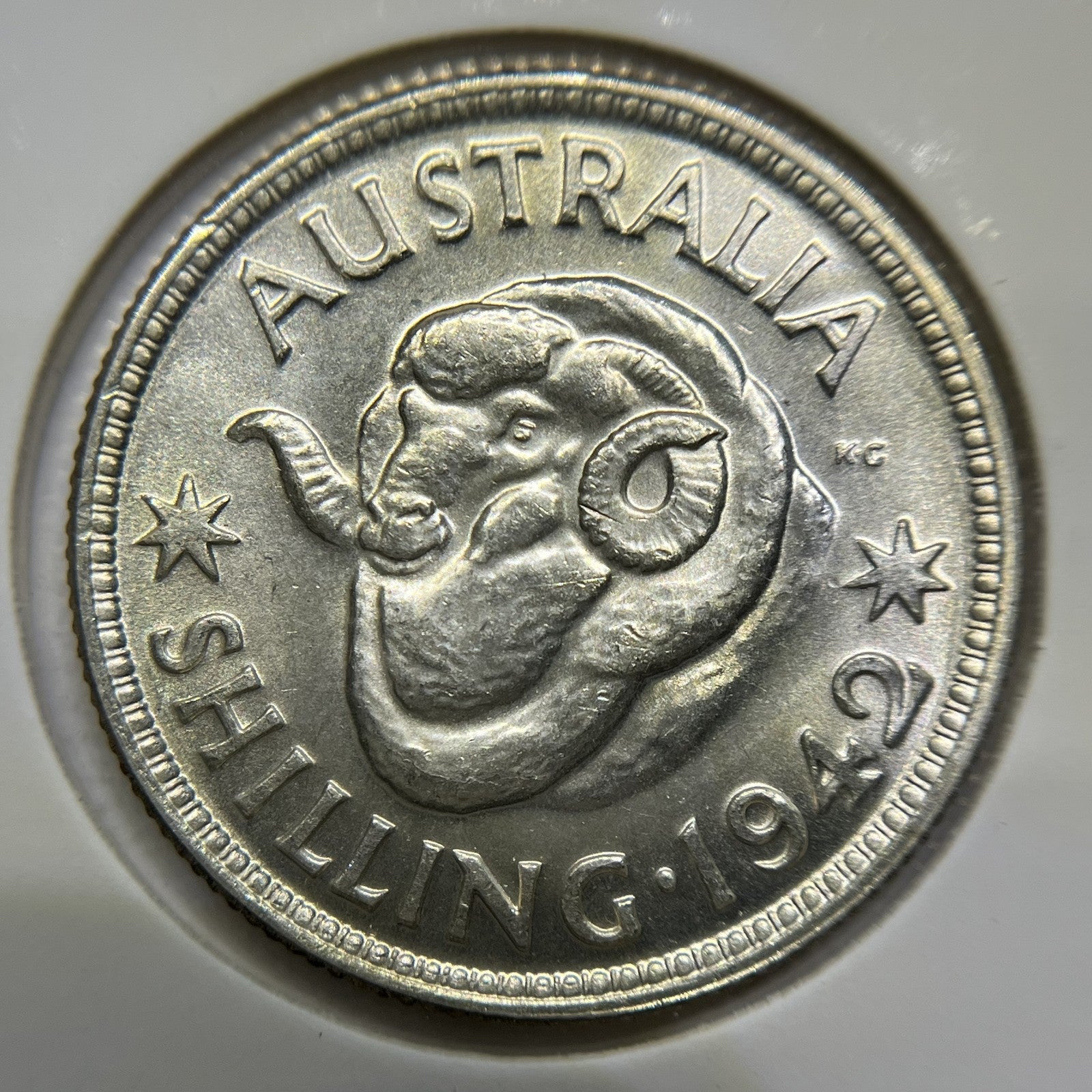 1942 Shilling Coin - Uncirculated - George VI Silver Predecimal