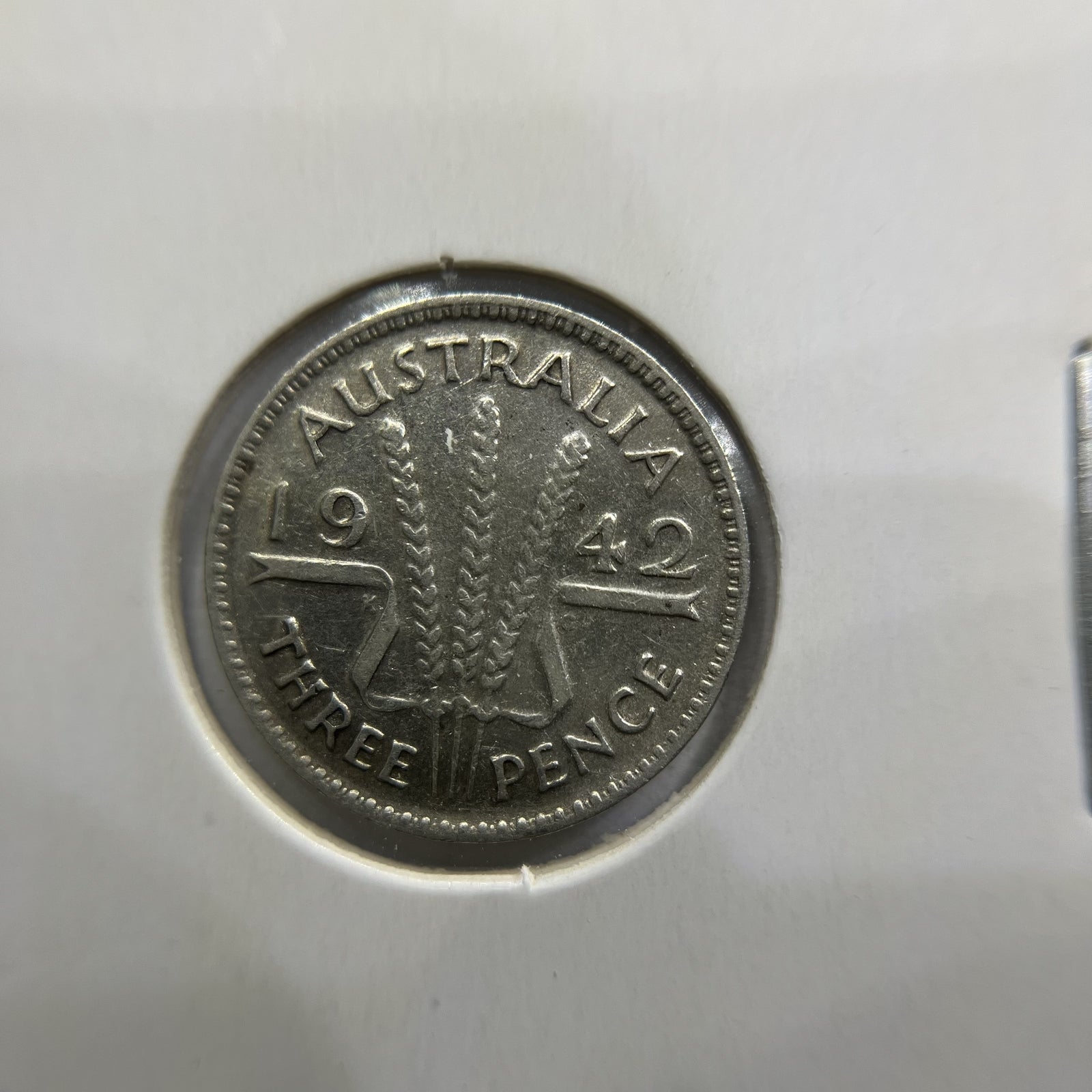 1942 m Threepence Coin - Very Fine - Key Date Low Mintage George VI