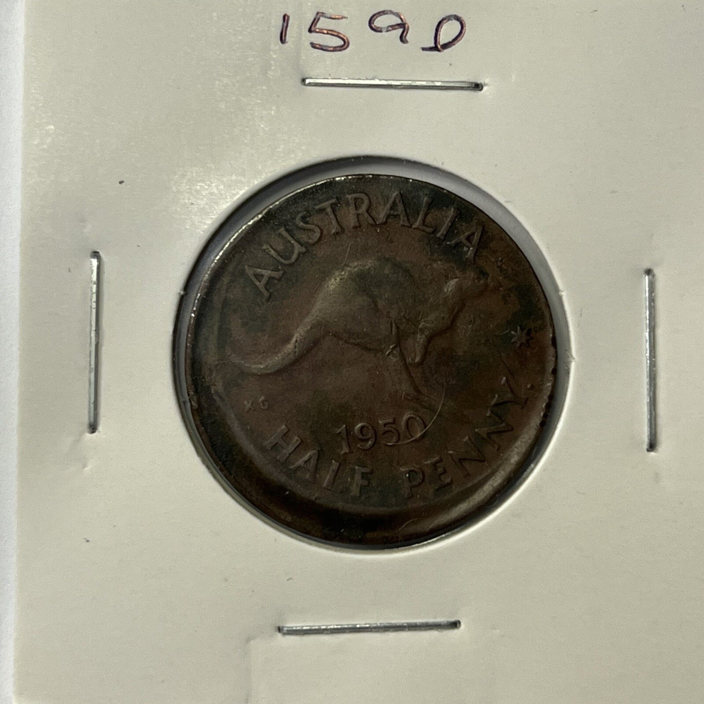 1950 Half Penny Coin - Off Centre Misstrike Error Lip - Scarce Predecimal Collar