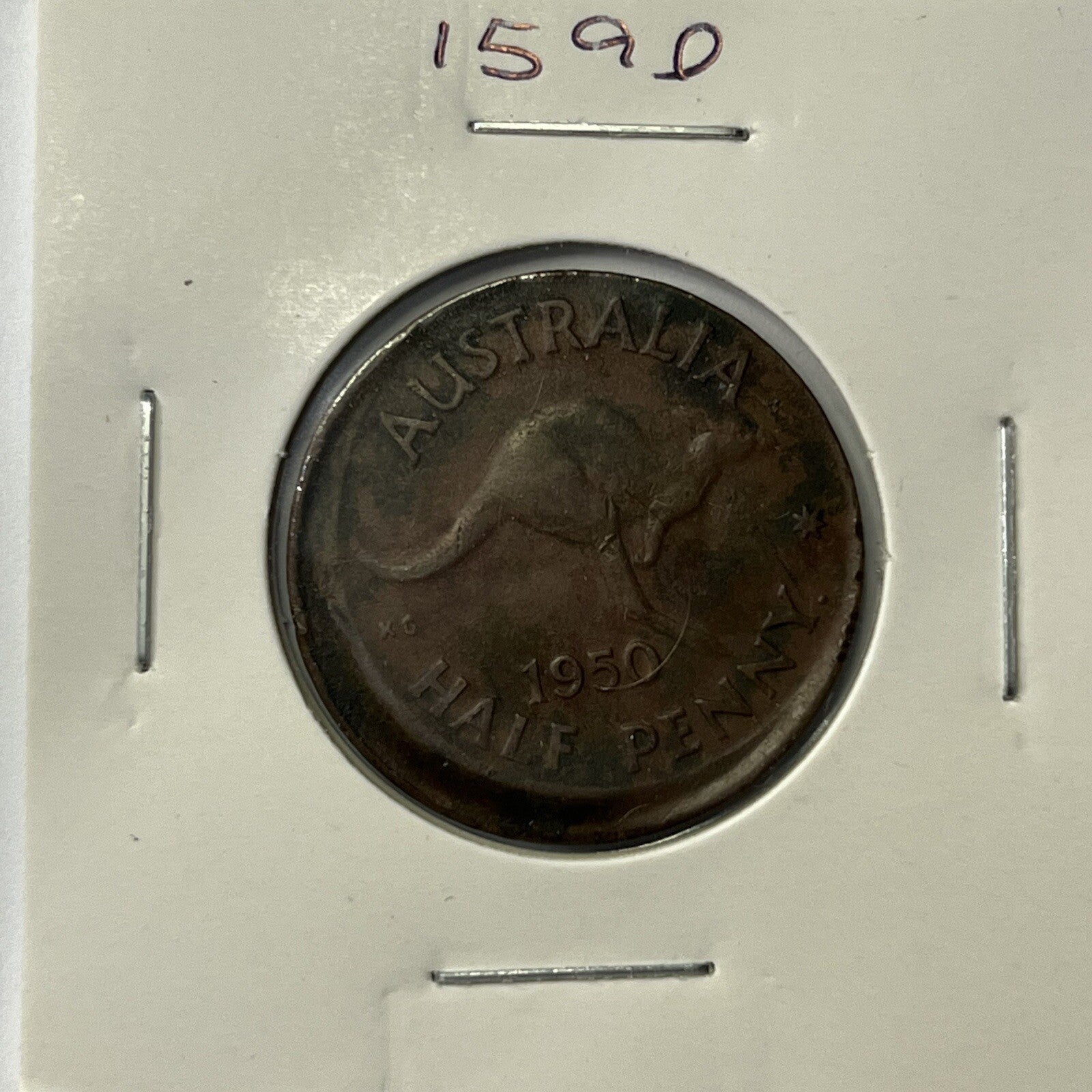 1950 Half Penny Coin - Off Centre Misstrike Error Lip - Scarce Predecimal Collar